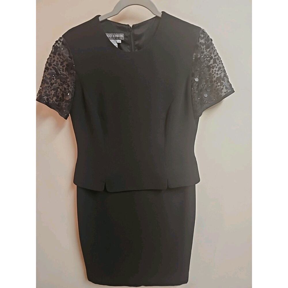 Maggy London Petites Black Knee Length Formal Dress Sequins‎ Special Event SZ 8